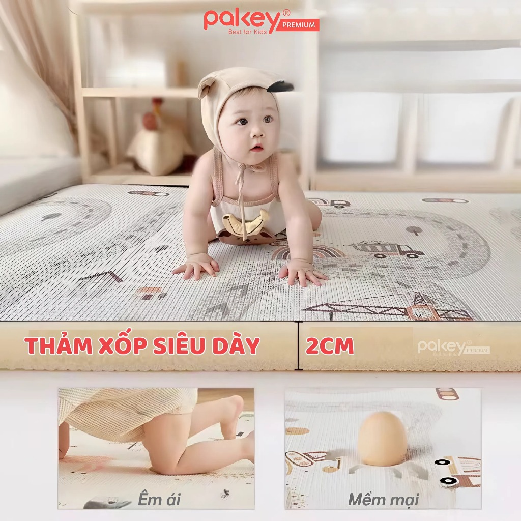 Ảnh Thảm Cuộn XPE PAKEY Cao Cấp Trải Sàn 2 Mặt Dày 2cm Họa Tiết Sinh Động Siêu Êm Cho Bé Tập Bò, Tập Đi 2