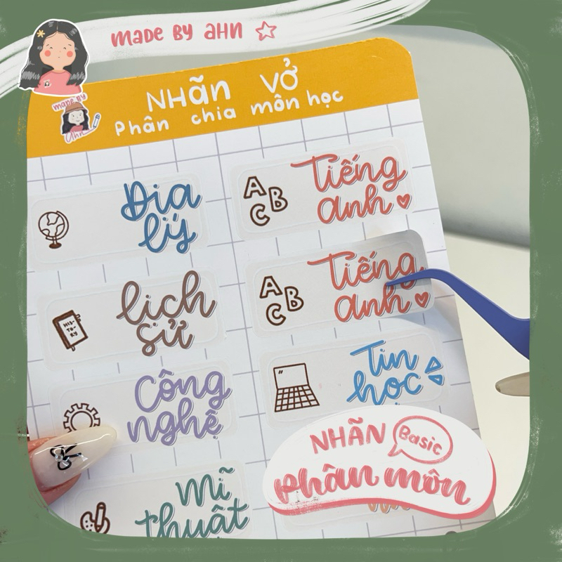 Set Sticker NHÃN VỞ PHÂN MÔN tiện lơi - MADE BY AHN thiết kế | Shopee ...