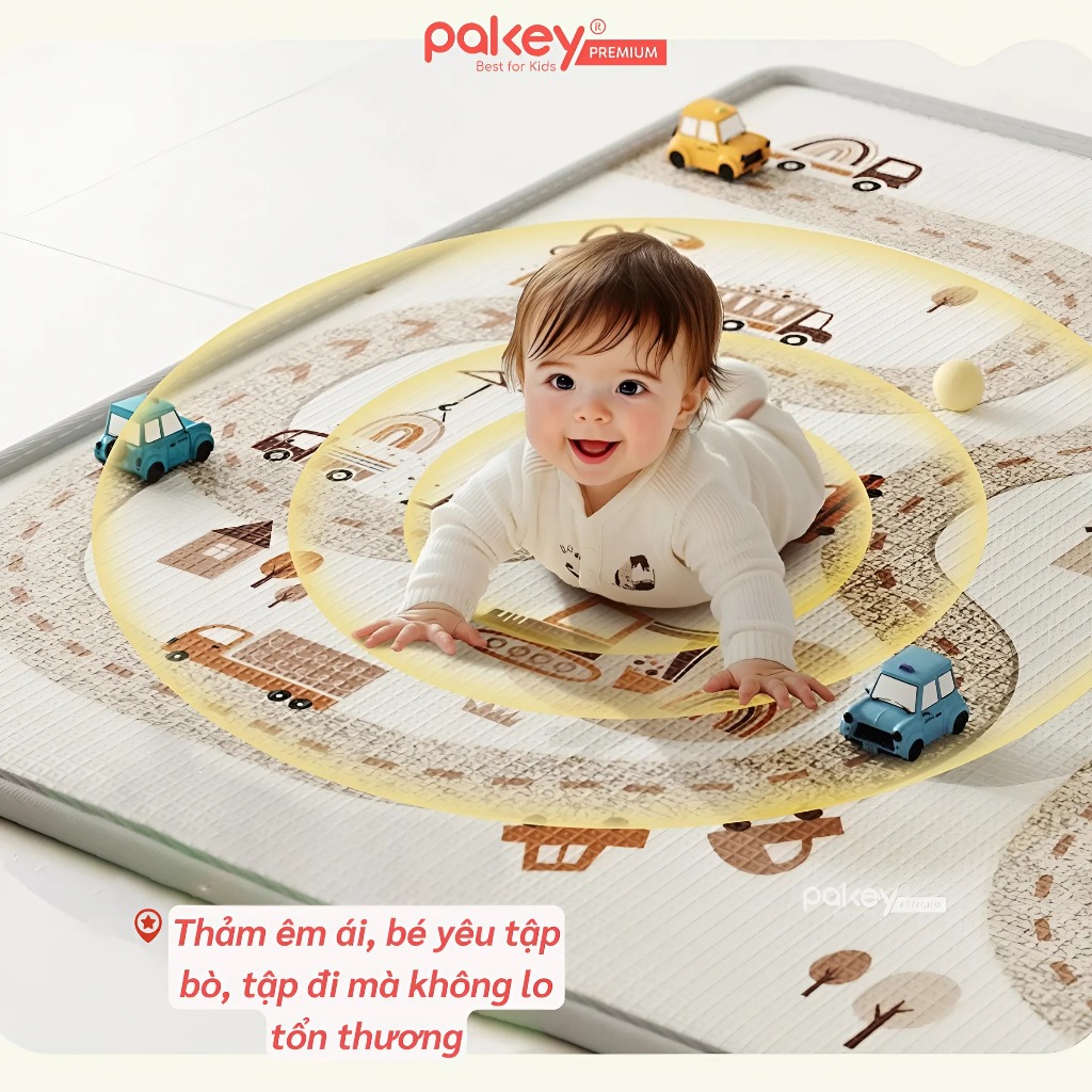 Ảnh Thảm Cuộn Trải Sàn Cao Cấp XPE PAKEY Dày 2CM, 2 Mặt Êm Ái, Chống Trượt Cho Bé, Thảm Không Rãnh Bé Yêu Tập Bò Êm Ái 2