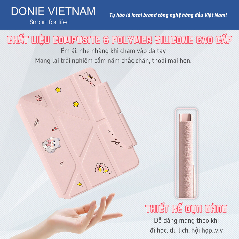 Bao Da iPad Aura Folio Thiết Kế Origami, Xoay 720° Cho Air 4/5/6/7 Gen 10/11 Pro 11inch | DONIE P08