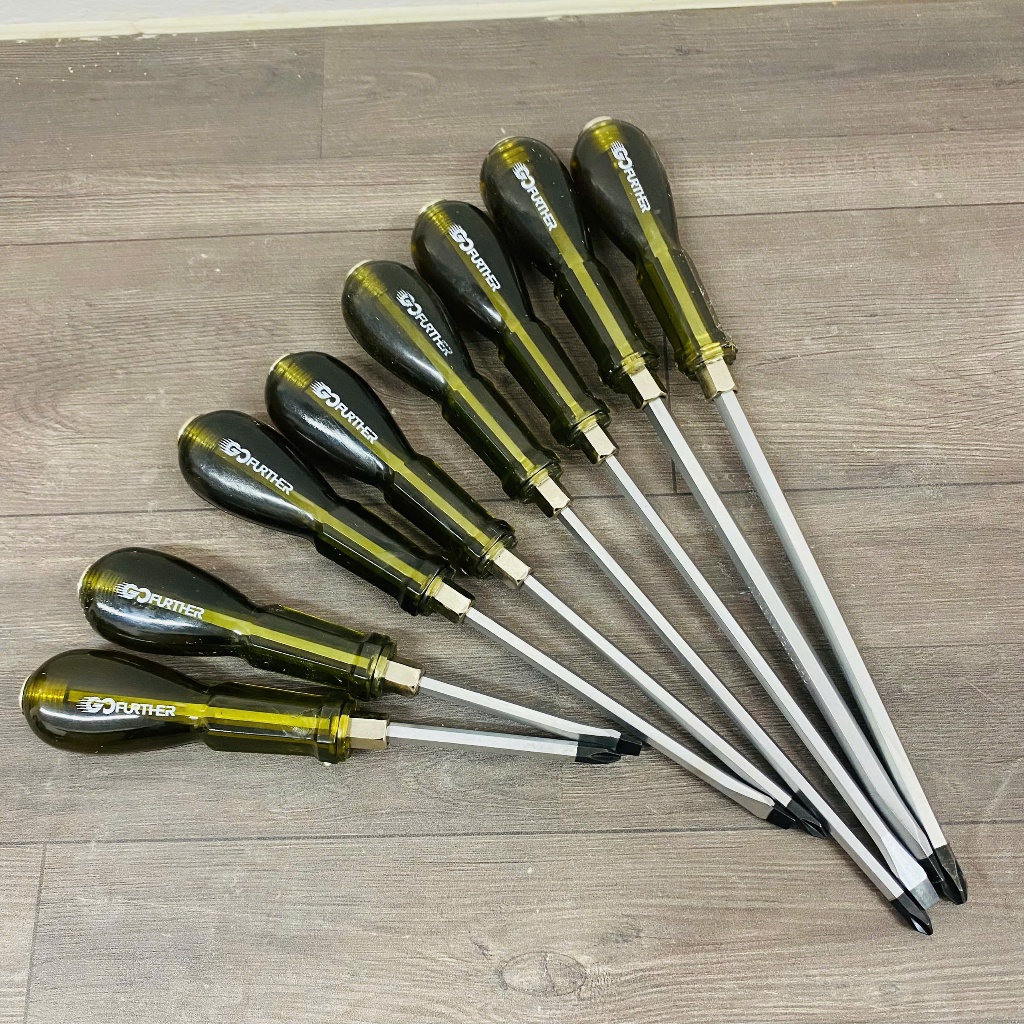 Combo Tô vít đóng Go Futher, tua vít đóng dẹp và tô vít đóng bake, size 6mm, 8mm (-)(+)
