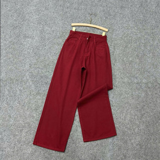 Quần Jean Đỏ Bigsize Nữ Quần Bò Ống Suông Rộng Sành Điệu Cho Chubby 50-95kg Q536
