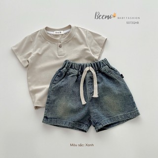 Quần sóc jeans mềm co giãn, quần đùi bò, quần shorts cá tính cho bé trai 5072QHB