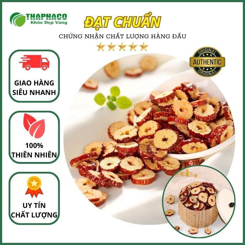 Táo đỏ thái lát sấy khô hàng sạch thơm cao cấp - Túi lớn loại 1kg - Thảo Dược THAPHACO