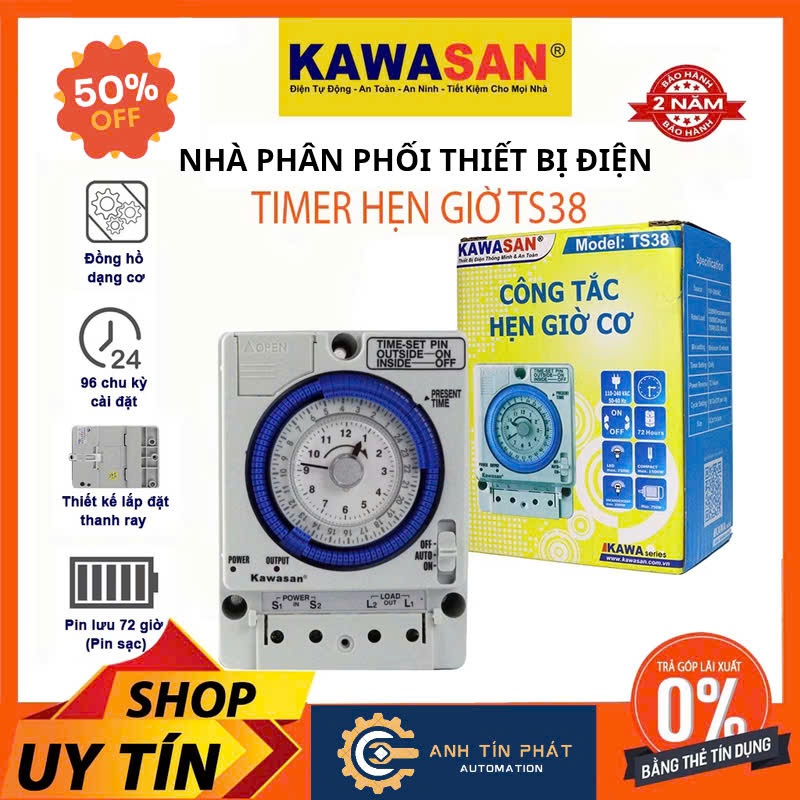 Công Tắc Hẹn Giờ Cơ - Timer Cơ KAWASAN TS38- Hàng Chính Hãng | Shopee ...