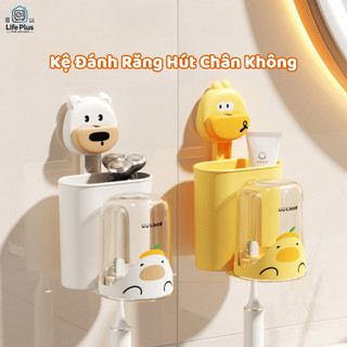 Kệ Để Bàn Chải Đánh Răng Hút Tường Hình Vịt Gấu Dễ Thương, Giá Để Bàn Chải Đánh Răng Tái Sử Dụng Life Plus - KDR05