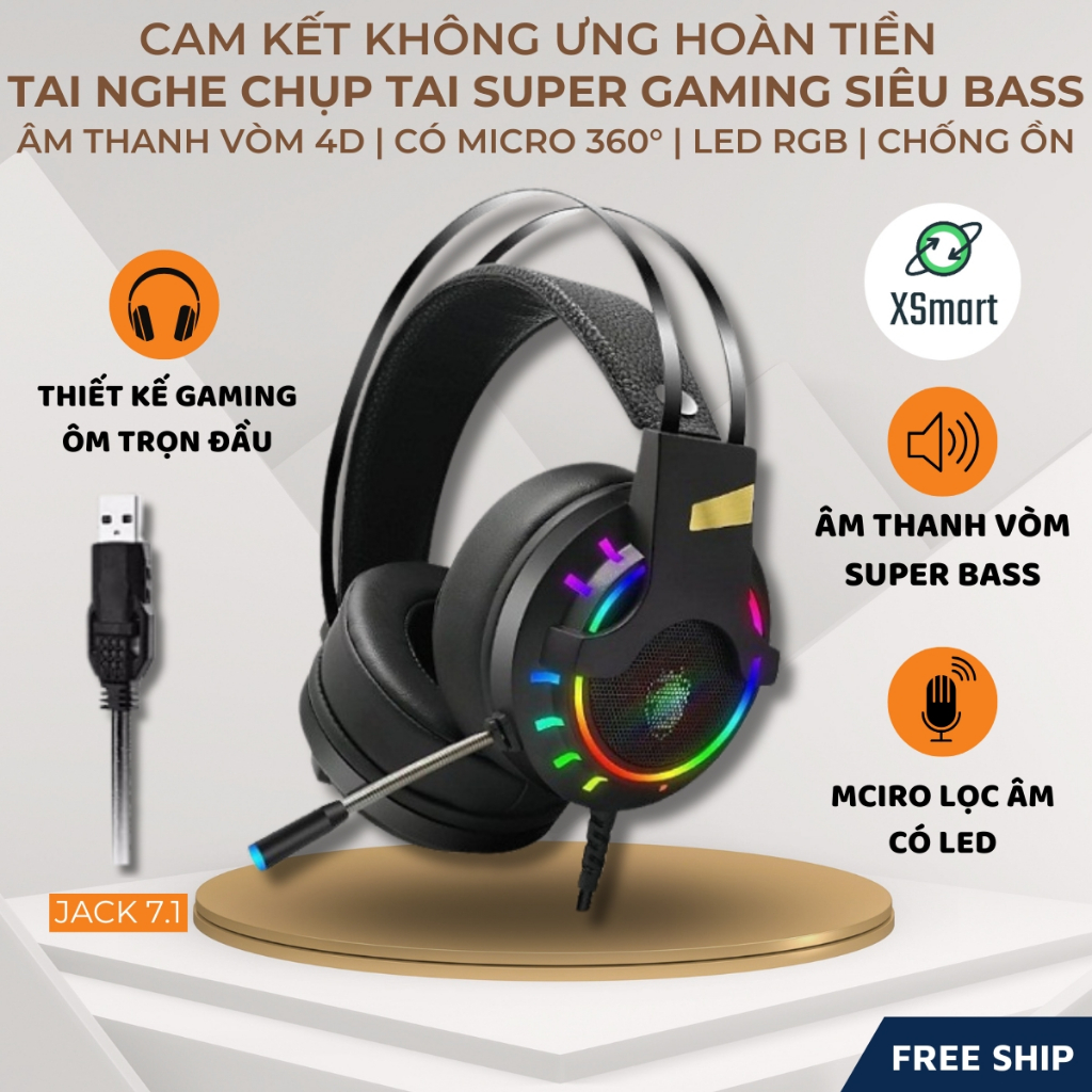 Tai Nghe Chụp Tai Chuyên Game Máy Tính K3 Super Gaming Giả Lập 7.1 USB ...