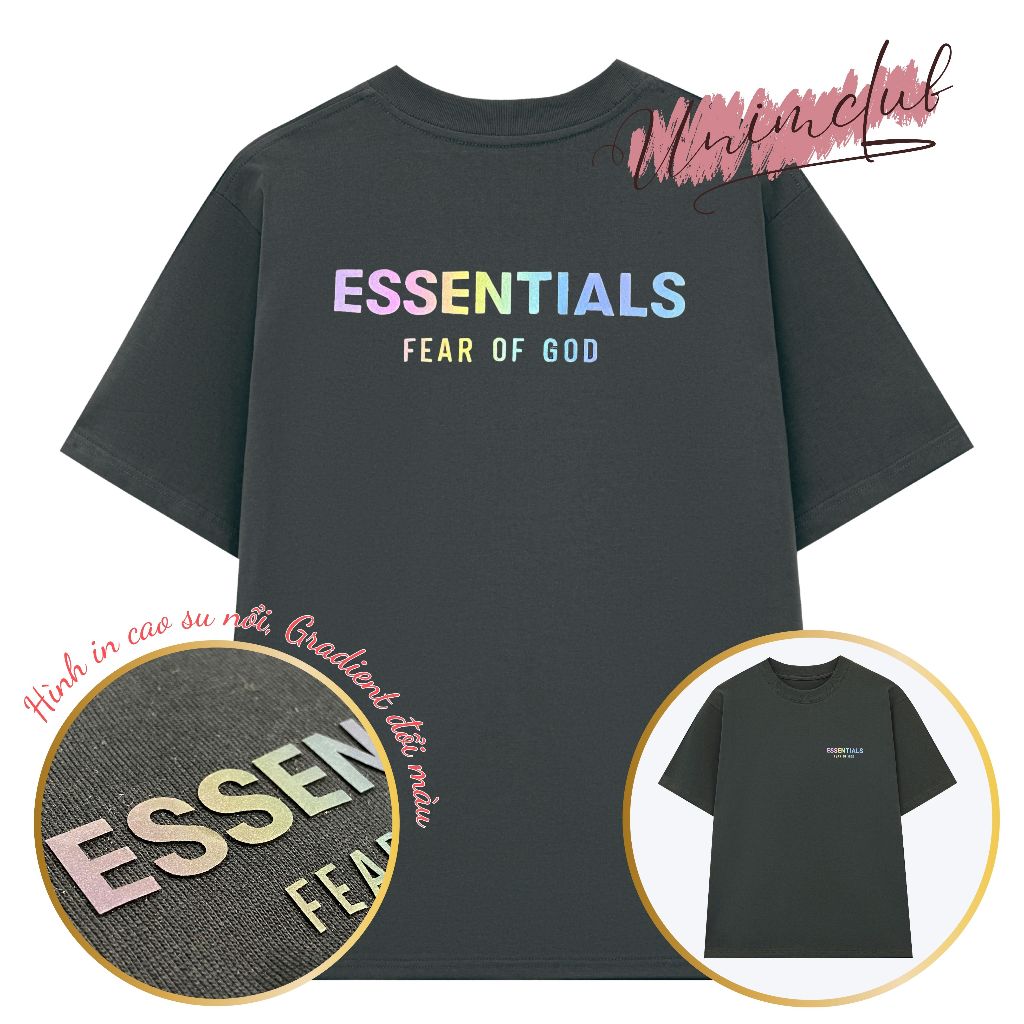 [Hình In Nổi] Áo Thun ESSENTIALS In Cao Su Đổi Màu Phản Quang Cao Cấp Phong Cách Streetwear - ESS