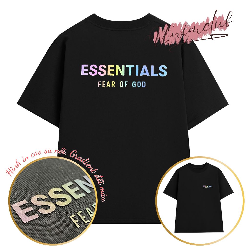 [Hình In Nổi] Áo Thun ESSENTIALS In Cao Su Đổi Màu Phản Quang Cao Cấp Phong Cách Streetwear - ESS