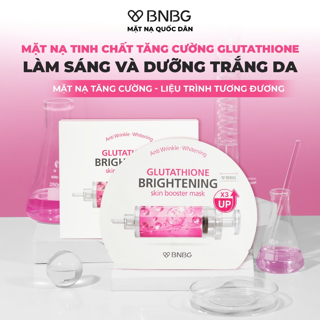 Ảnh Combo 10 Mặt Nạ BNBG Tinh Chất Tăng Cường GLUTATHIONE Hỗ Trợ Làm Sáng Và Dưỡng Trắng Da 30mlx10 1