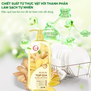 Combo 3 Chai Nước Rửa Chén Bát TopGia Thành Phần Tự Nhiên, Làm Sạch Dầu Mỡ, Bảo Vệ Da Tay, Chai 1kg