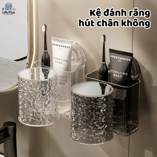Kệ Để Bàn Chải Đánh Răng Có Cốc Hút, Giá Để Đồ Nhà Tắm Kèm Cốc Đánh Răng Chịu Lực Tốt, Có Lỗ Thoát Nước Life Plus KDR01