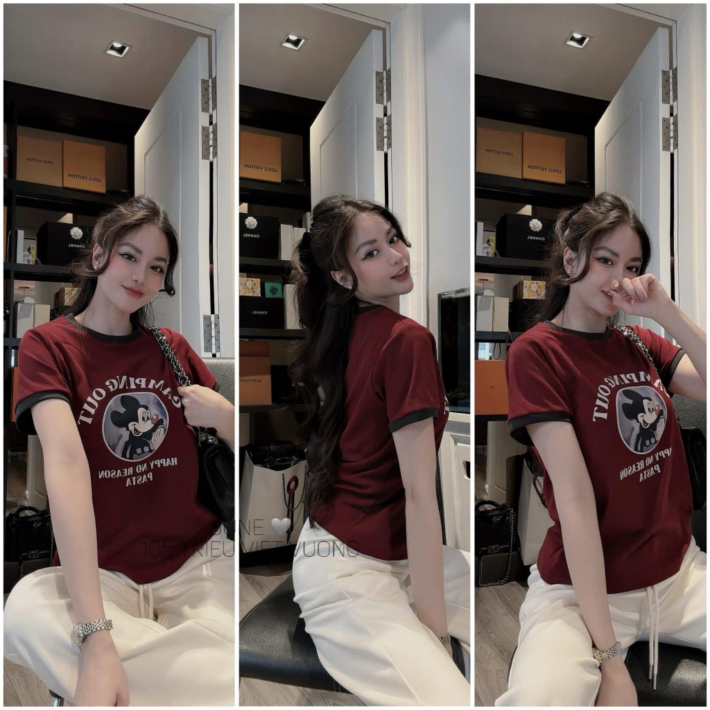 set đồ nữ,áo thun cotton in hình ,quần ống rộng suông basic thoáng mát  Donna hcom25508