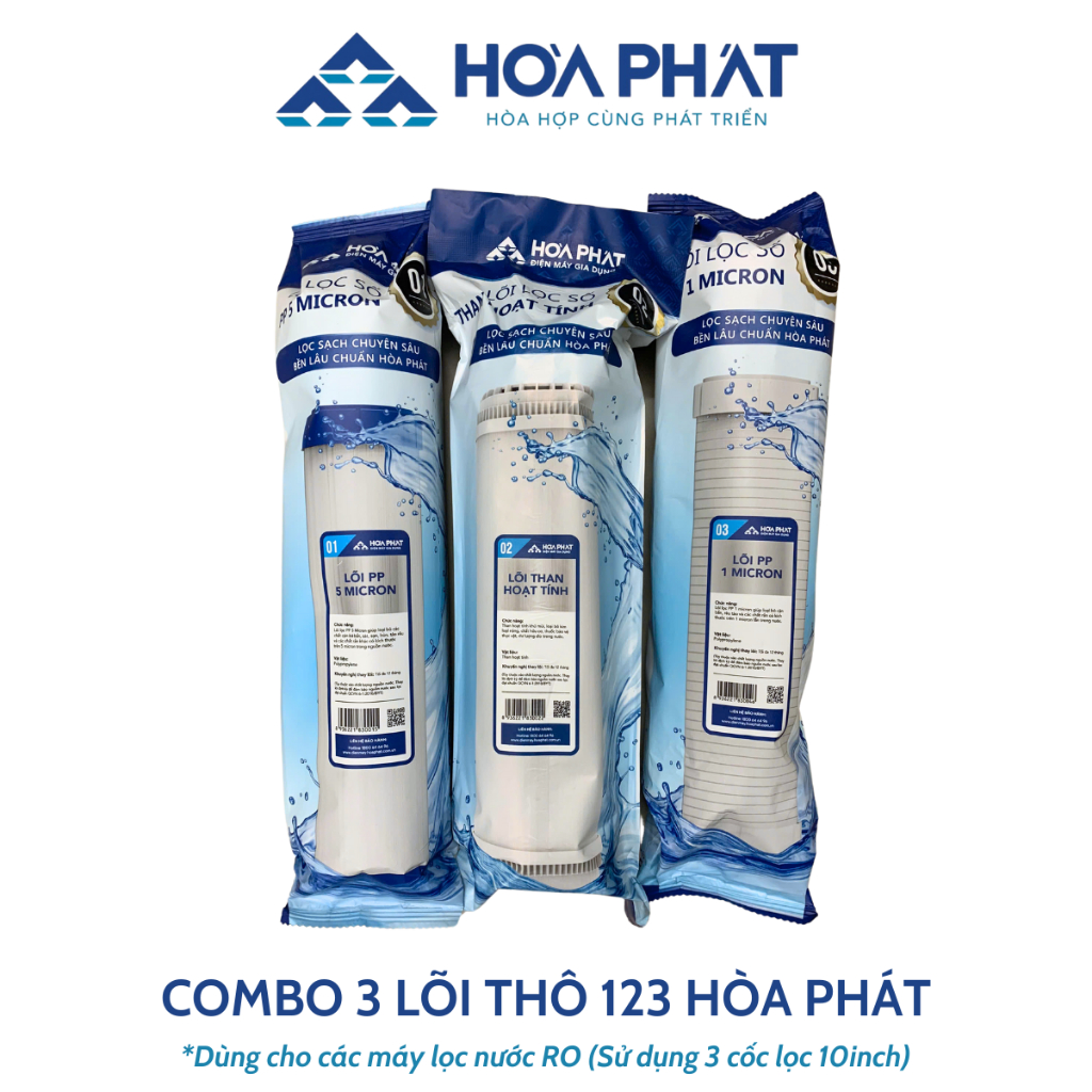 Combo Thô 123 Hòa Phát Giúp Loại Bỏ Các Tạp Chất Cặn Bẩn Và Chất Gây Mùi Dùng Cho Máy Lọc Nước RO...