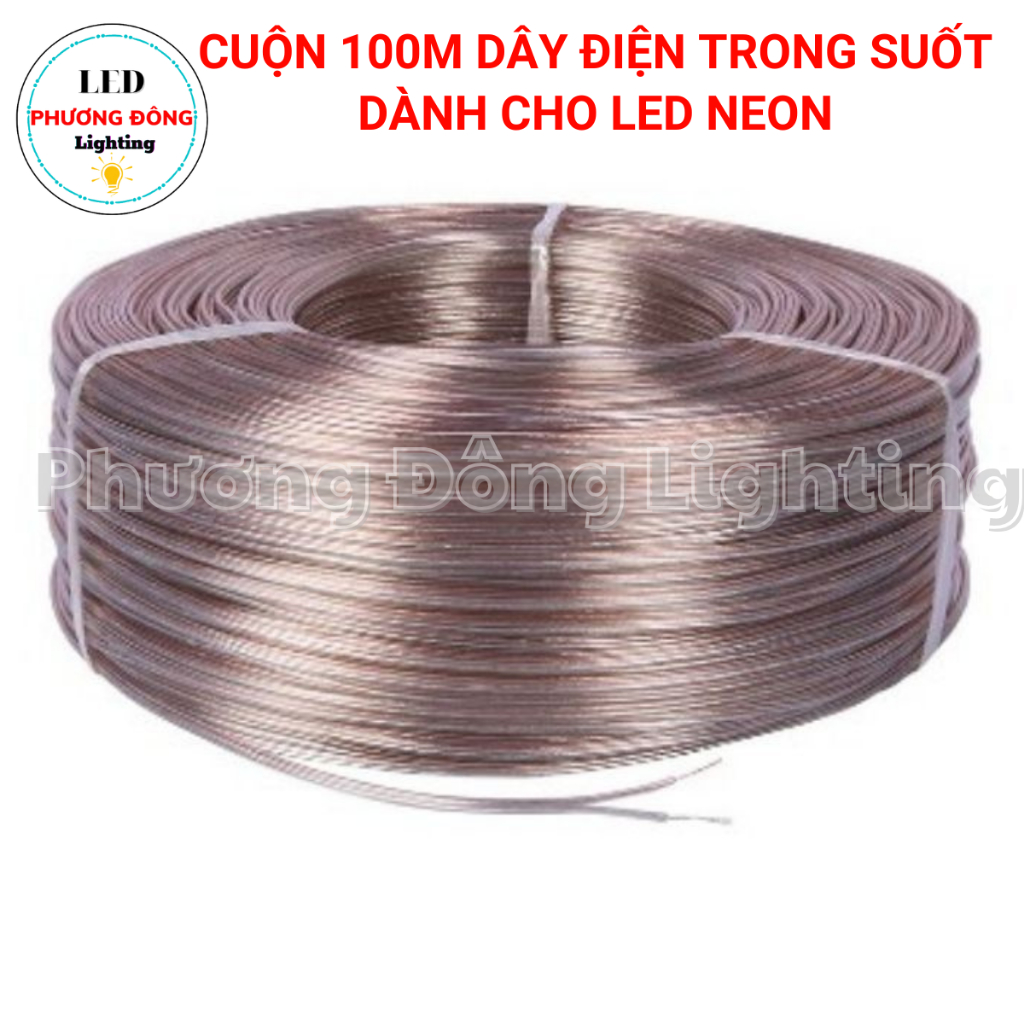 (Giá 100m) Dây điện đôi trong suốt 2x0.25mm chuyên dụng cho led neon, bảng hiệu, audio