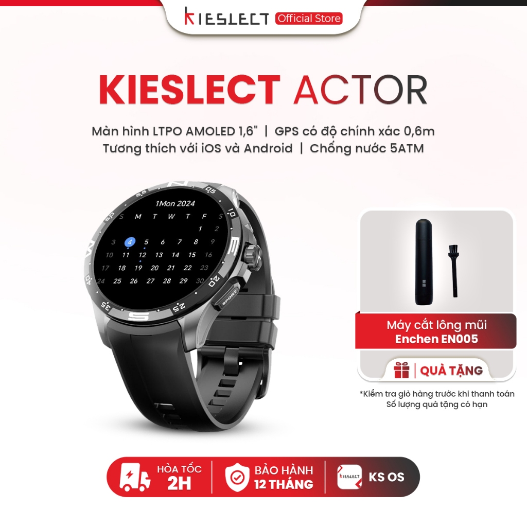 Ảnh Đồng hồ thông minh Kieslect Actor I Nghe gọi trực tiếp I LTPO AMOLED I Chống nước 5ATM I Định vị GPS - Hàng chính hãng 1