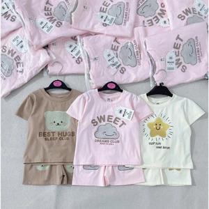 Combo 3 bộ cotton in hoạ tiết, set 3 bộ cotton cộc tay mềm mát cho bé