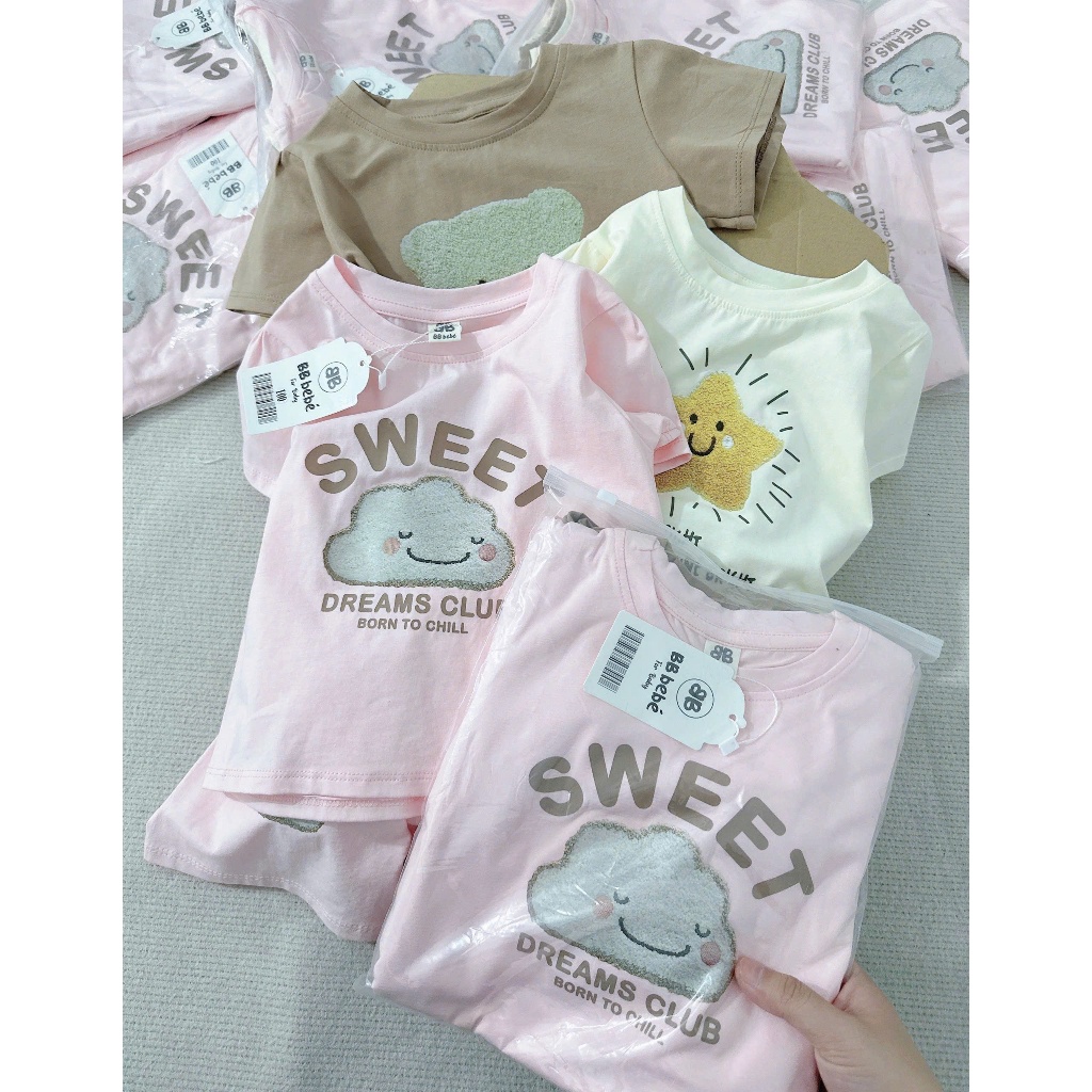 Combo 3 bộ cotton in hoạ tiết, set 3 bộ cotton cộc tay mềm mát cho bé