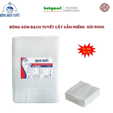Bông gòn y tế cắt miếng chính hãng Bông Bạch Tuyết, gói 500gr