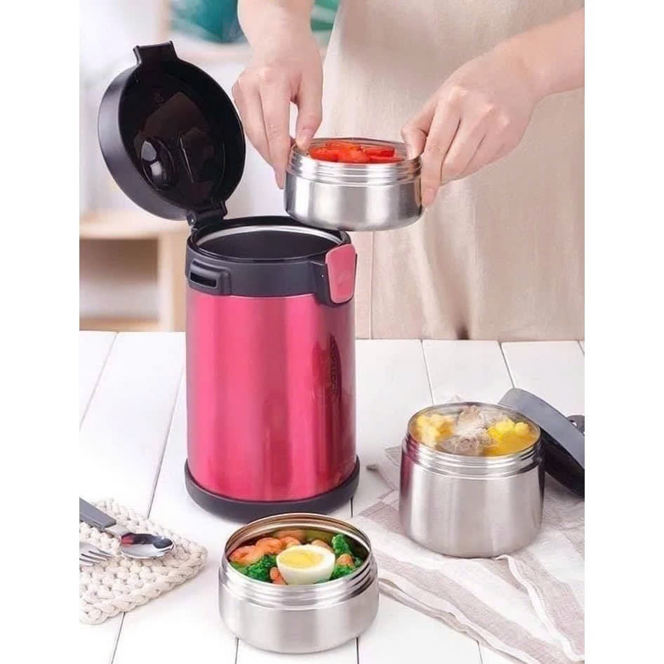 Bộ hộp cơm giữ nhiệt LocknLock Easy Take Lunch Box LHC8034 2L, có Túi, 3 Hộp, Bộ Muỗng Nĩa - K-MALL