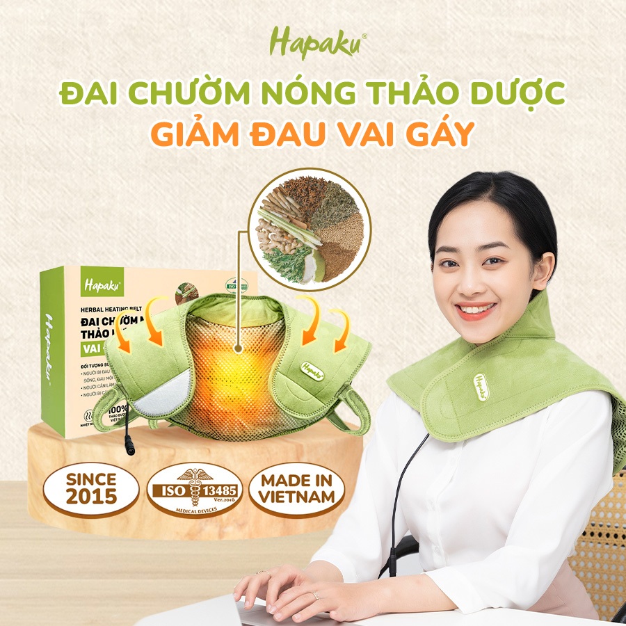 Ảnh Đai Chườm Nóng Thảo Dược Hapaku Giảm Đau Cổ Vai Gáy, Giảm Căng Cứng Cơ, Tăng Tuần Hoàn Máu 1