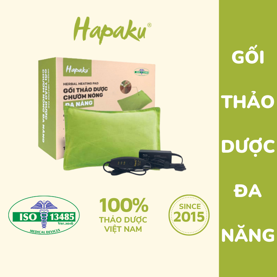 Ảnh Gối Chườm Nóng Thảo Dược Hapaku Làm Nóng Bằng Điện - Giảm Đau Cổ Vai Gáy, Chườm Bụng Sau Sinh Size 38 x 23 x 4.5cm 1