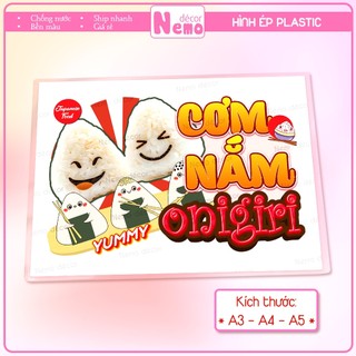 Tranh Trang Trí Quán, Hình Ép Plastic CƠM NẮM Quỳnh Aka, Baby Three Decor Quán Ăn, Cà Phê, Trà Sữa - Size A3, A4, A5.