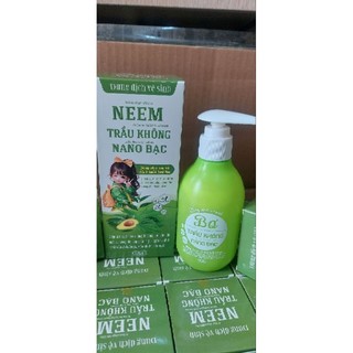 Dung dịch vệ sinh trầu không ,nano bạc NEEM cho bé gái  từ 1 tuổi sử dụng .chai 200ml
