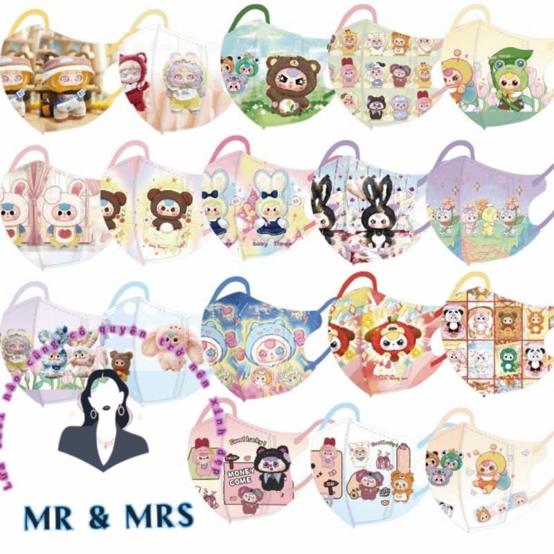 2025 Mix 50c Mẫu Khẩu Trang Hoạt Hình Cho Bé & Người Lớn