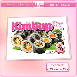 Tranh Trang Trí Quán, Hình Ép Plastic KIMBAP Decor Quán Ăn, Cà Phê, Trà Sữa - Size A3, A4, A5.