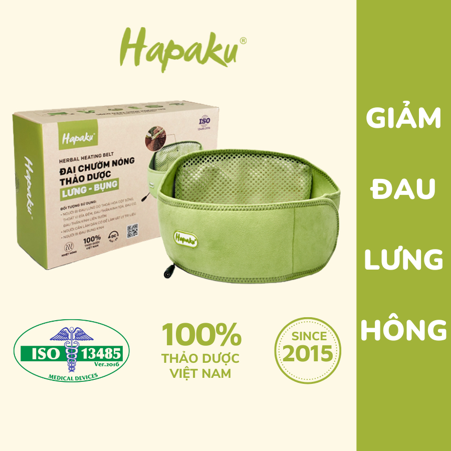 Ảnh Đai Chườm Nóng Thảo Dược HAPAKU, Giảm Đau Bụng Kinh, Thoát Vị Đĩa Đệm, Lưu Thông Khí Huyết, Đai Lưng Cột Sống 1