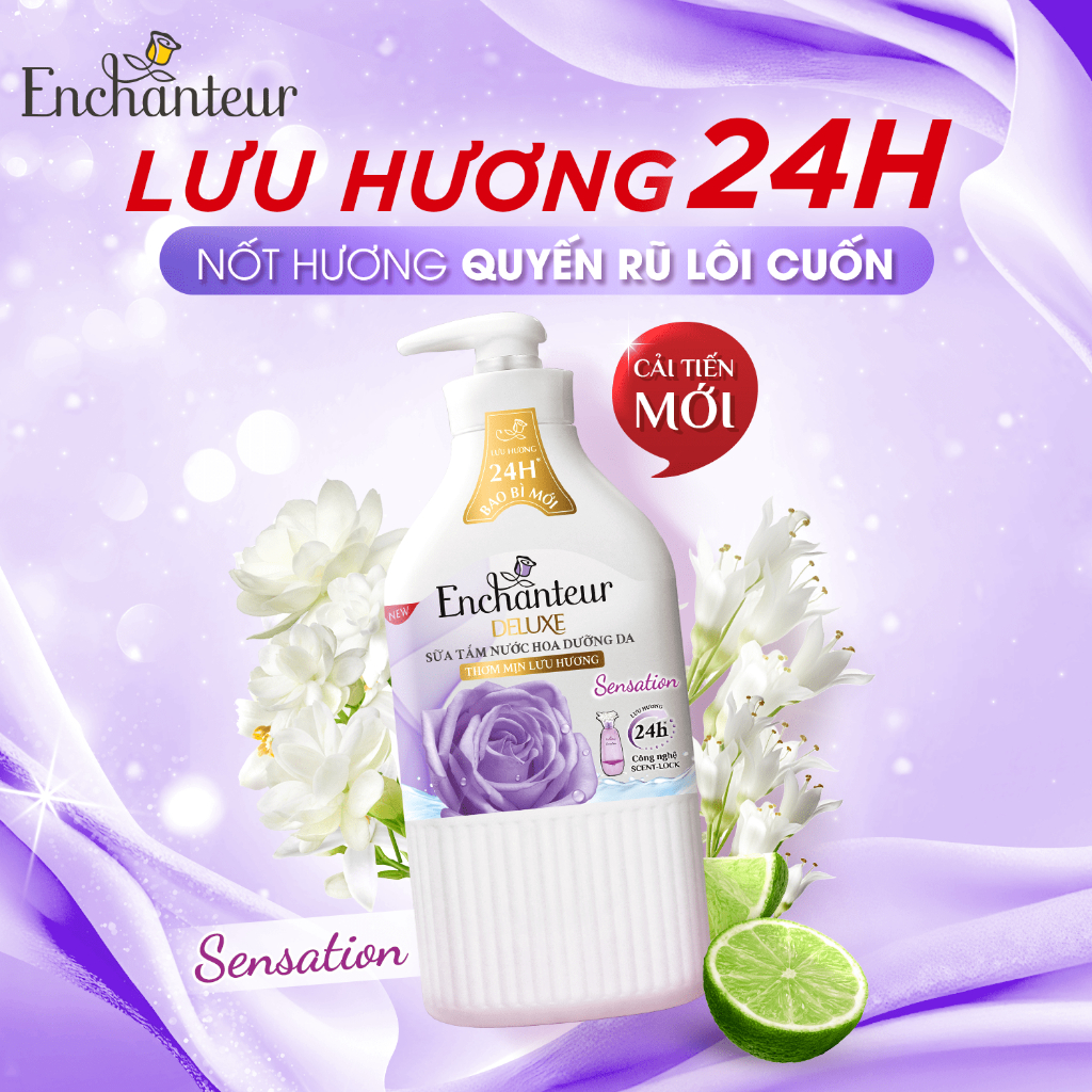 [Tặng 450gx2 - quà không hiện giỏ] Combo 2 chai sữa tắm hương nước hoa Pháp Enchanteur Deluxe 900g (Tặng mùi ngẫu nhiên)