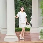 [GIỚI HẠN] Set Bộ Bầu Áo Công Sở Và Chân Váy Xếp Ly Nữ Thanh Lịch Chất Chéo Hàn Cao Cấp - JTVB113 — ảnh 3