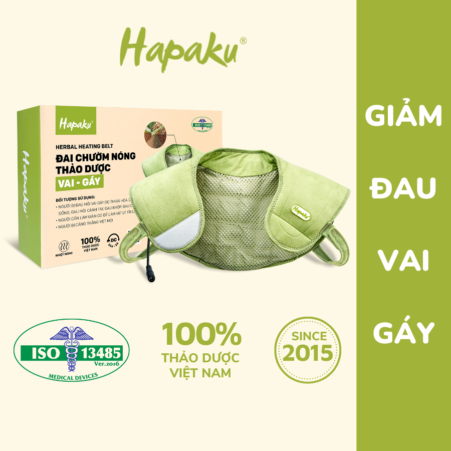 Ảnh Đai Chườm Nóng Thảo Dược HAPAKU, Giảm Đau Vai Gáy, Thoái Hóa Đốt Sống Cổ, Lưu Thông Khí Huyết, Thư Giãn Ngủ Ngon 1