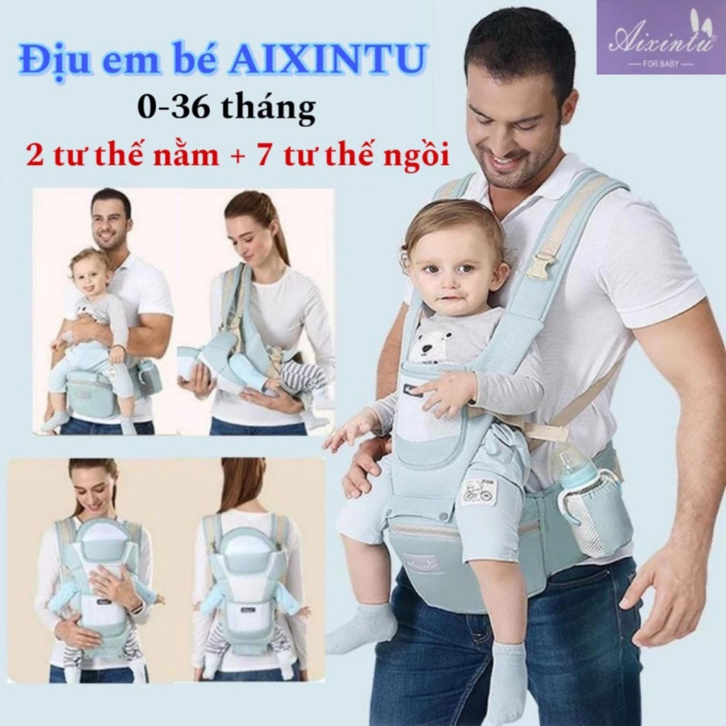 Ảnh Địu Cho Bé Alxintu Đa Năng Có 9 Tư Thế Chống Gù Cho Bé Từ 0-3t Gọn Nhẹ Bề Mặt Vải 3D Thoáng Khí 1