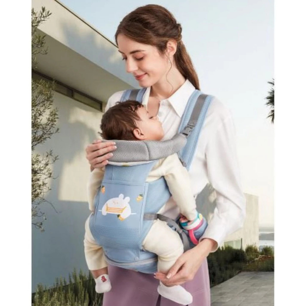 Ảnh Địu Cho Bé Alxintu Đa Năng Có 9 Tư Thế Chống Gù Cho Bé Từ 0-3t Gọn Nhẹ Bề Mặt Vải 3D Thoáng Khí 4