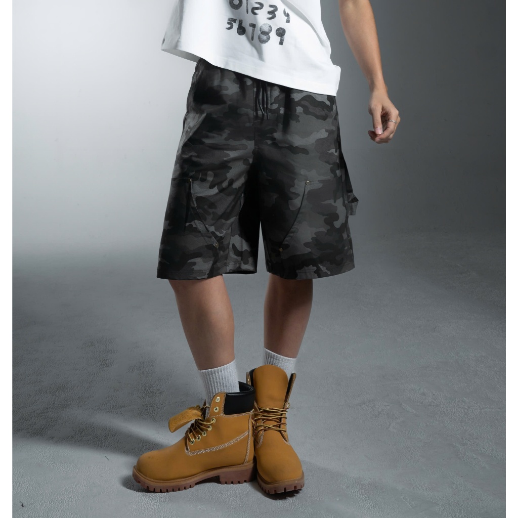 Ảnh Quần short Lửng nam phom rộng ILUM họa tiết camo CAPMAN CLUB, quần lửng nam cá tính, trẻ trung 3