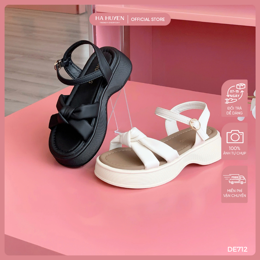 Dép sandal nữ HÀ HUYỀN da lì thắt nút tròn quai hậu 5cm - DE712 ...