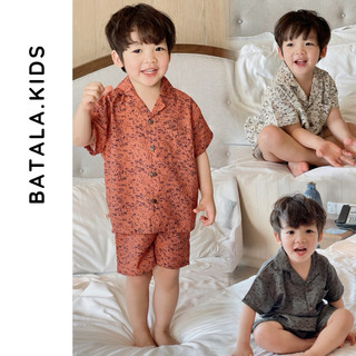 Set quần áo mùa hè Batala Kids, Set đi biển bé trai, Bộ đồ đi chơi du lịch chất liệu đũi tơ hoạ tiết 3 MÀU mới 2025