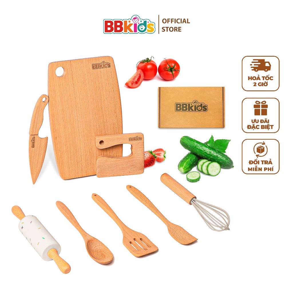 Đồ Chơi Nấu Ăn BBkids, Bộ Đồ Chơi Nấu Ăn Cho Bé, Bếp Gỗ An Toàn Cho Bé Từ 2 Tuổi đến 10 Tuổi - BB019