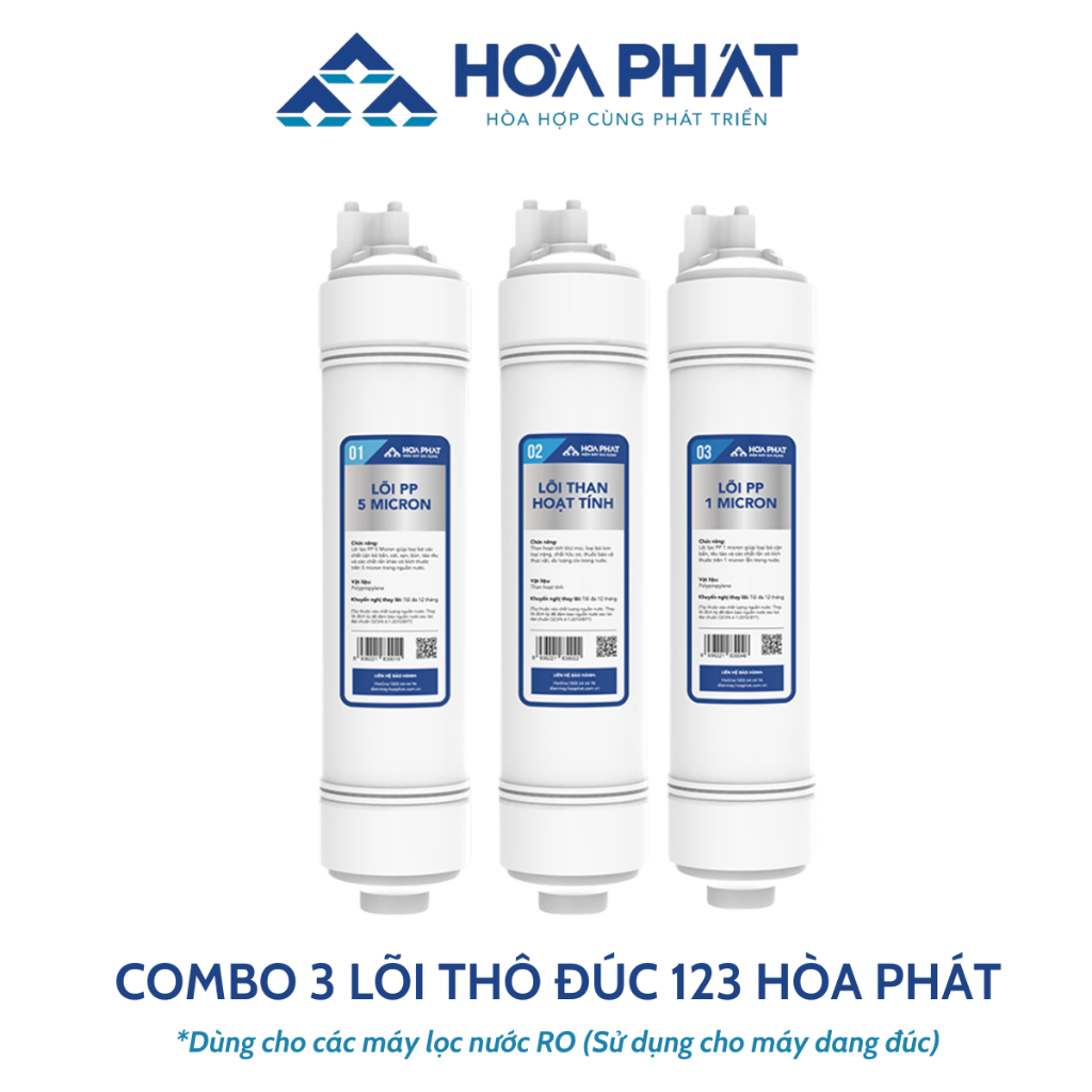 Combo 123 Đúc Hòa Phát Giúp Loại Bỏ Các Tạp Chất Cặn Bẩn Và Chất Gây Mùi Dùng Cho Máy Lọc Nước RO...