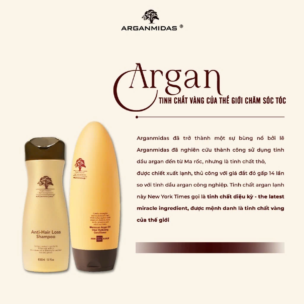 Ảnh Dầu gội cặp kích thích mọc tóc Arganmidas tinh chất Argan Oil nuôi dưỡng tóc chắc khỏe combo gội xả hỗ trợ dày tóc 2