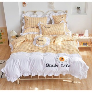 Trọn bộ 4 món chăn ga gối bèo cotton hoạt tính mềm mịn