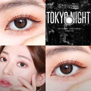 Lens đen giãn tròng to có độ 0-8 Tokyo Night nhãn hiệu Angel Eyes, kính áp tròng đen tự nhiên