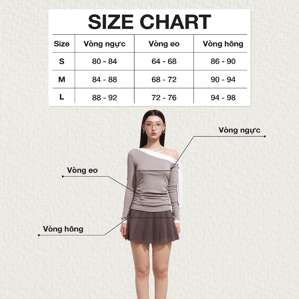 Ảnh DOTTIE - Áo lệch vai phối bản đô - Xám - T1069 2