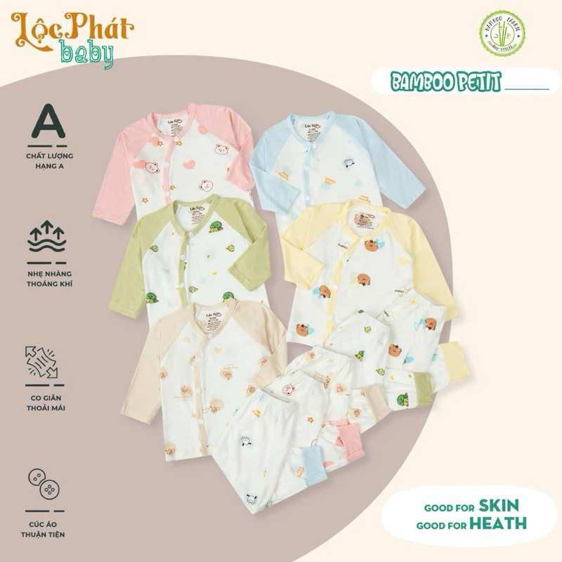 (LPDT 06) Bộ quần áo sơ sinh thun lạnh PETIT dài tay cho bé mềm mịn thoải mái 0 - 9kg
