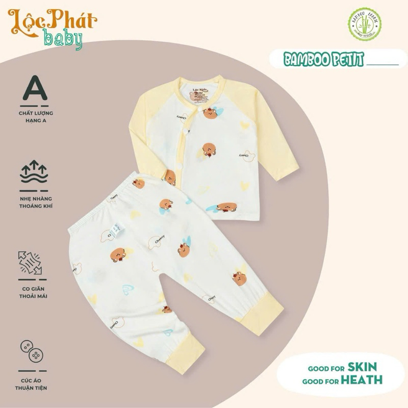(LPDT 06) Bộ quần áo sơ sinh thun lạnh PETIT dài tay cho bé mềm mịn thoải mái 0 - 9kg
