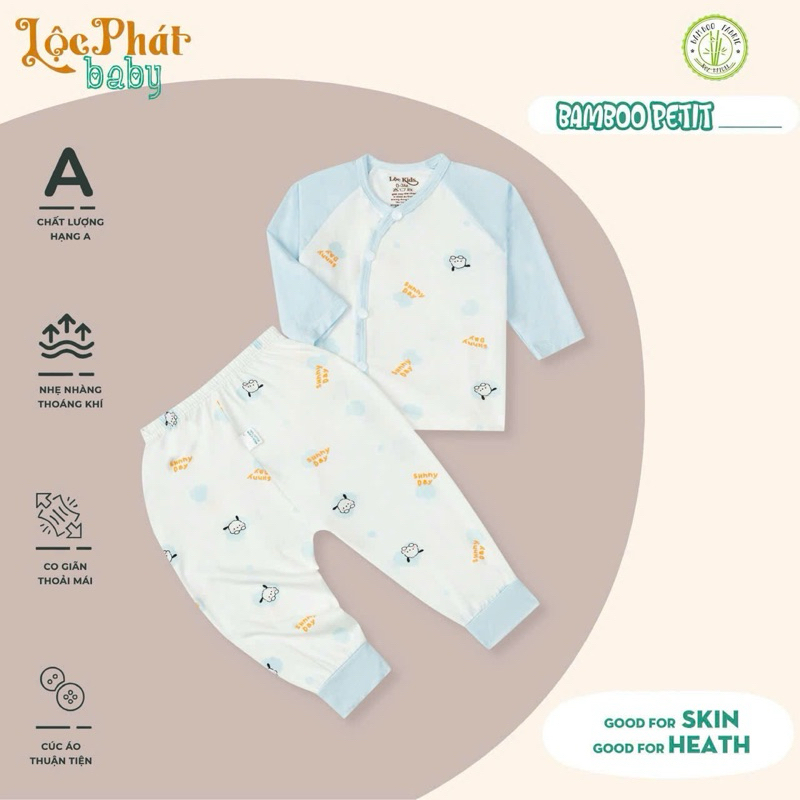 (LPDT 06) Bộ quần áo sơ sinh thun lạnh PETIT dài tay cho bé mềm mịn thoải mái 0 - 9kg