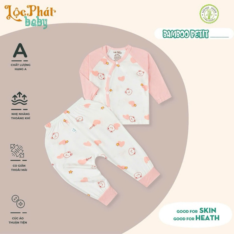 (LPDT 06) Bộ quần áo sơ sinh thun lạnh PETIT dài tay cho bé mềm mịn thoải mái 0 - 9kg