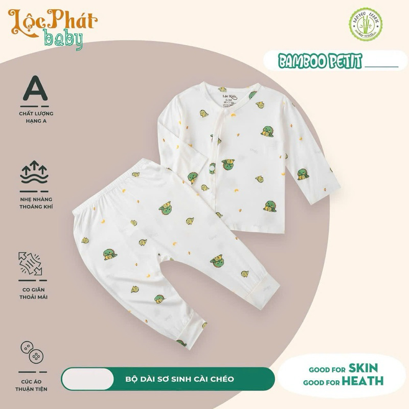 (LPDT 07) Bộ quần áo sơ sinh thun lạnh PETIT dài tay cho bé mềm mịn thoải mái 0 - 9kg
